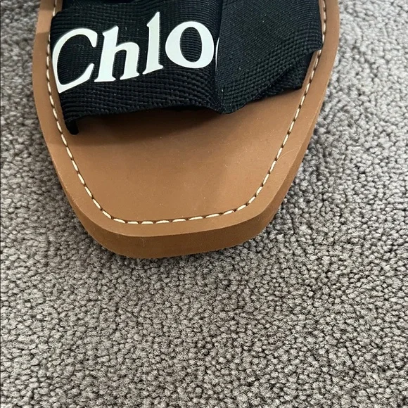 Chloe Woody logo print canvas slides - Picture 5 of 11